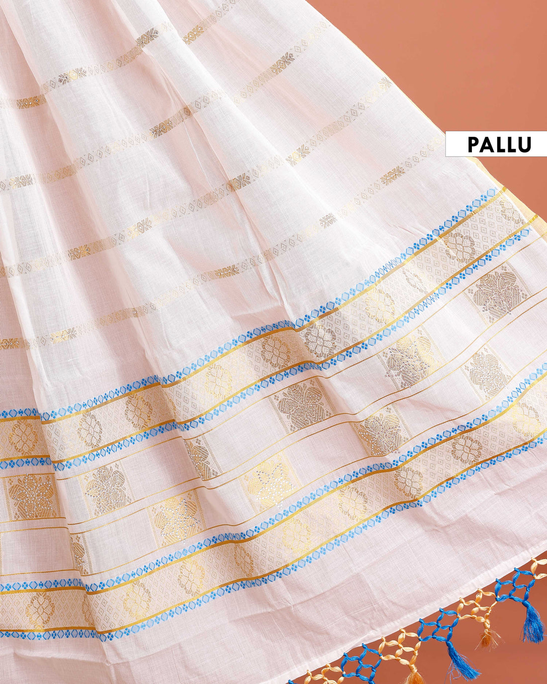 Kerala Kasavu Saree with Traditional Zari Work - White