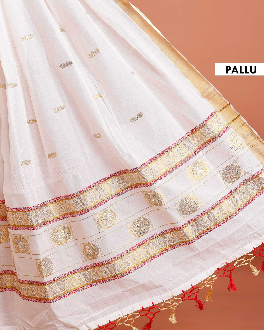 Kerala Kasavu Saree with Traditional Zari Work - White