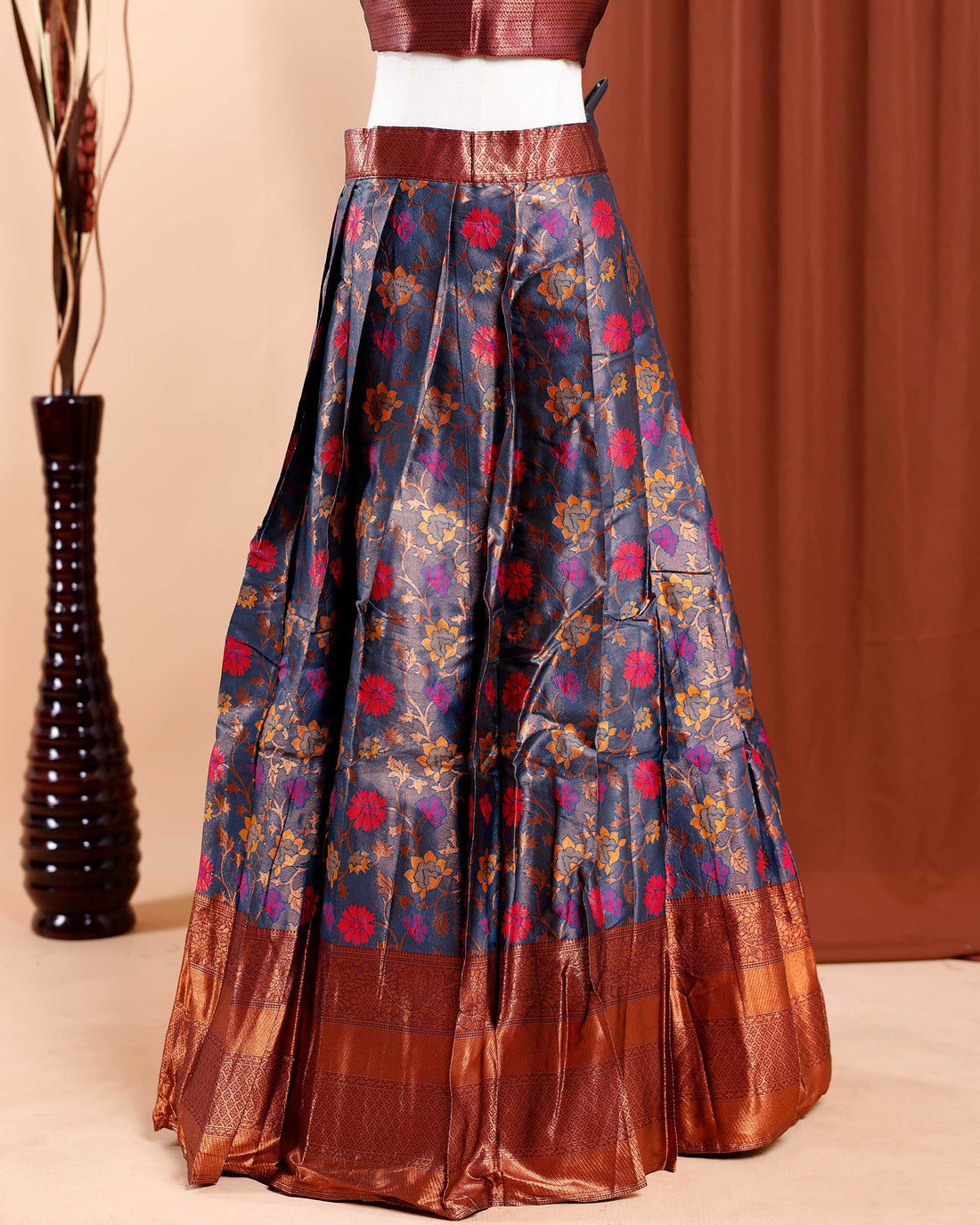 Designer Semi-Stitched Lehenga Choli with Brocade Blouse  - Purple