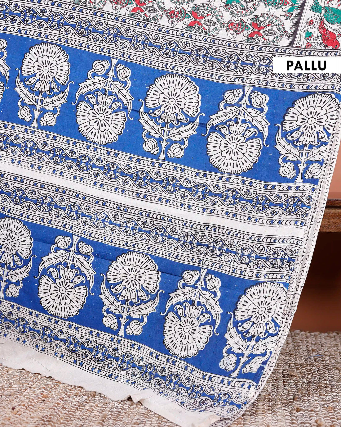Handloom Kalamkari Saree with Traditional Peacock & Bird Motifs  - Cream