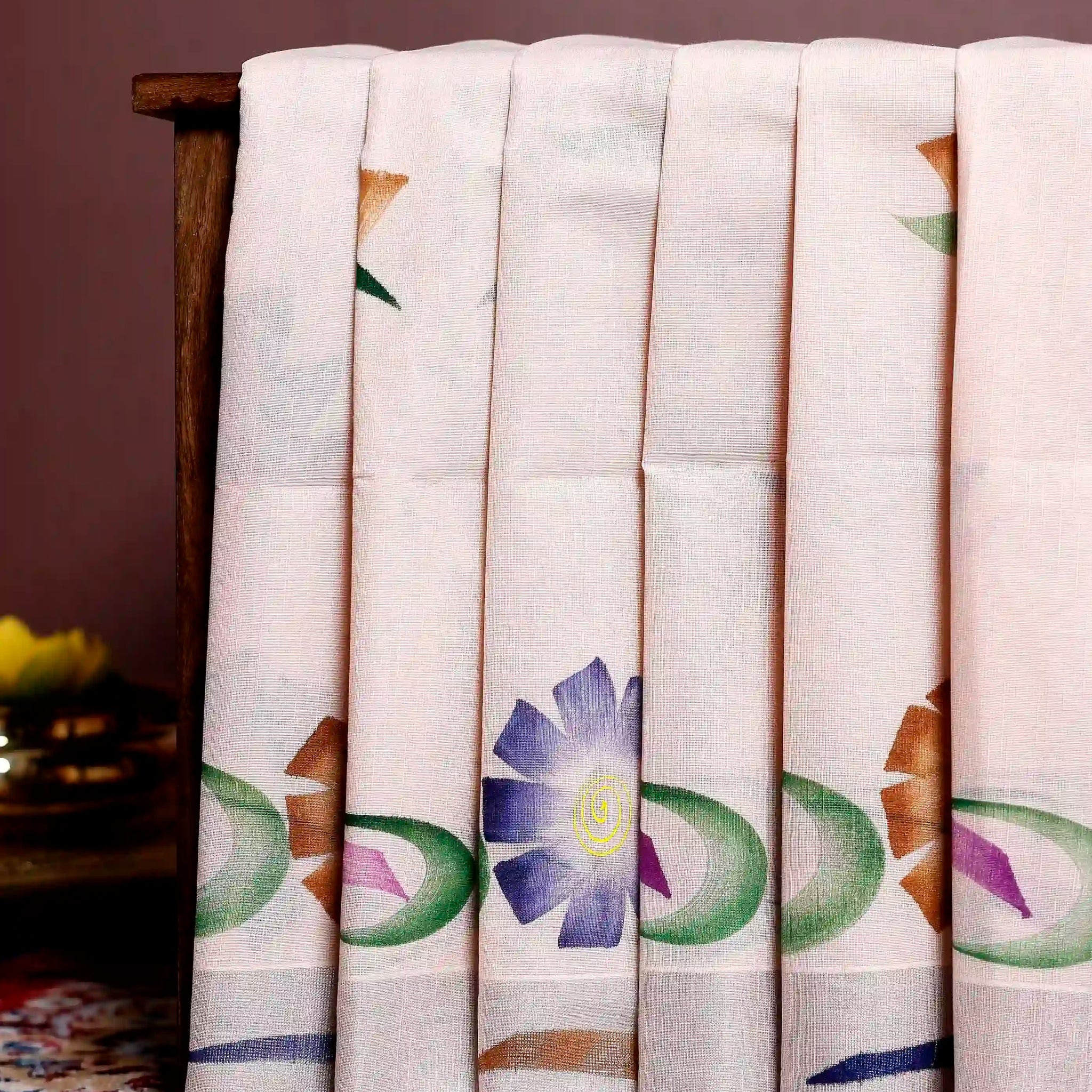 Handpainted Khadi Cotton Saree with Abstract Floral Motifs and Subtle Artistic Detailing - Light Pink