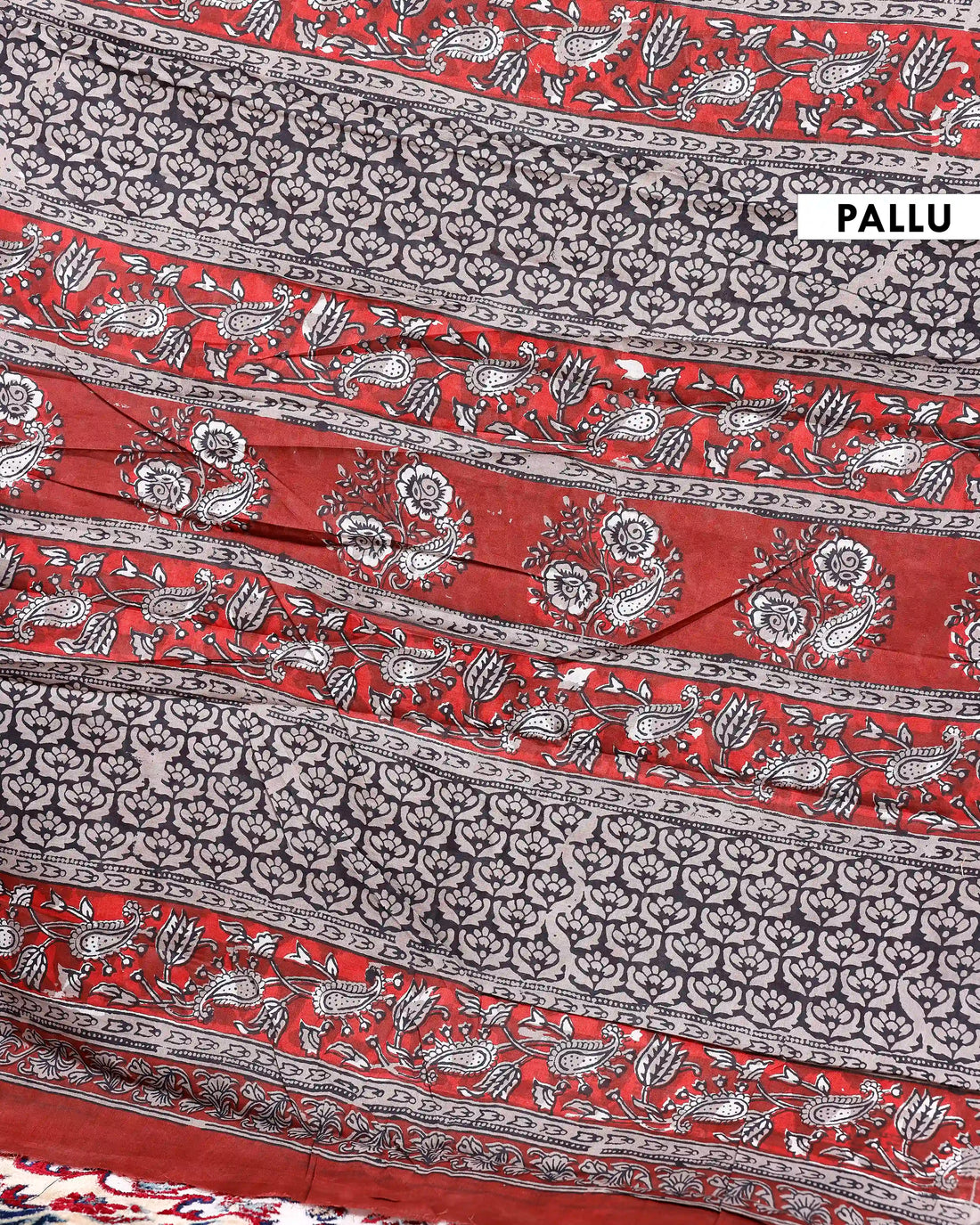 Handcrafted Paisley Motif Mul Mul Cotton Saree with Contrast Border - Grey
