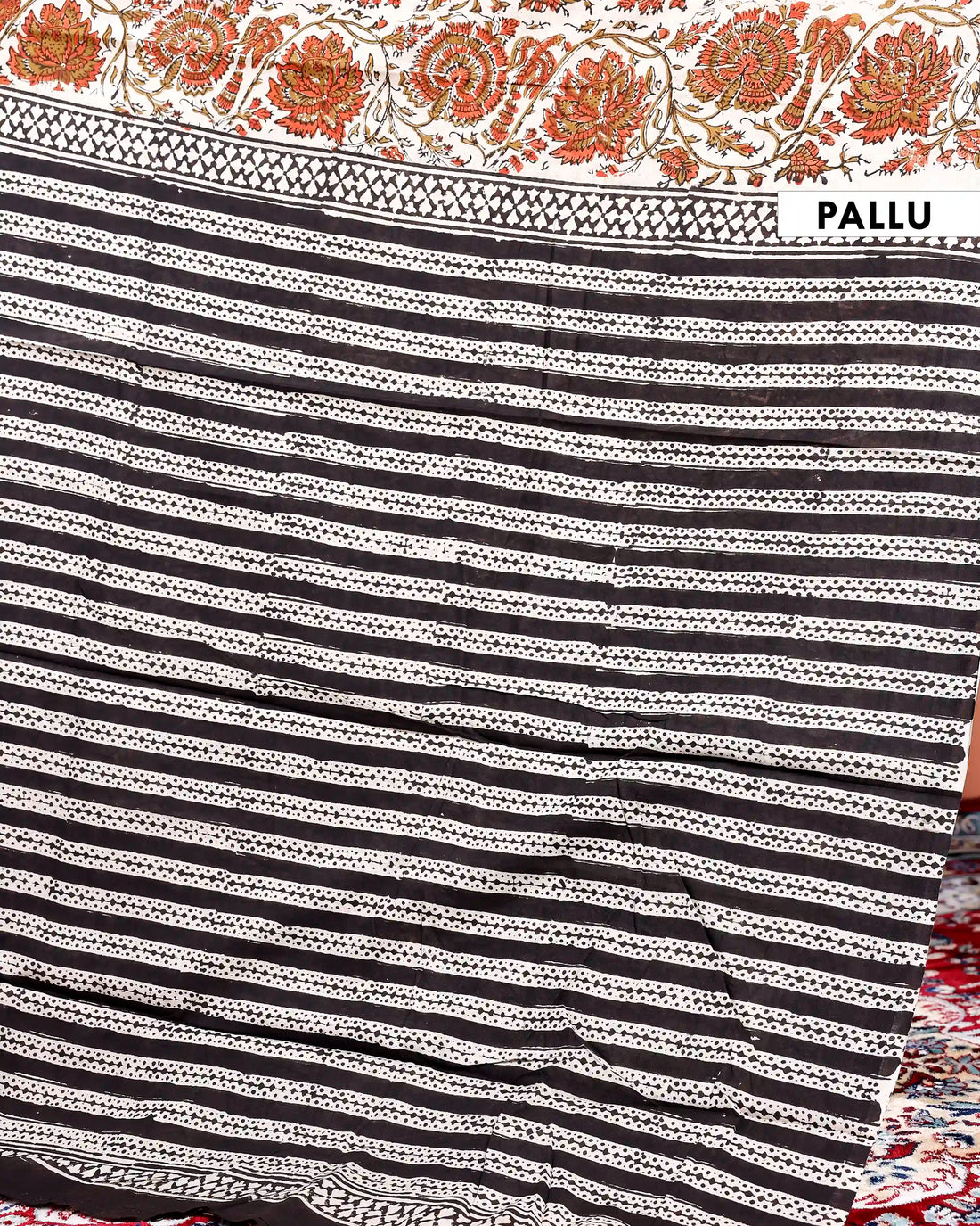 Elegant Mul Mul Cotton Saree with Traditional Floral & Bird Print - Off White