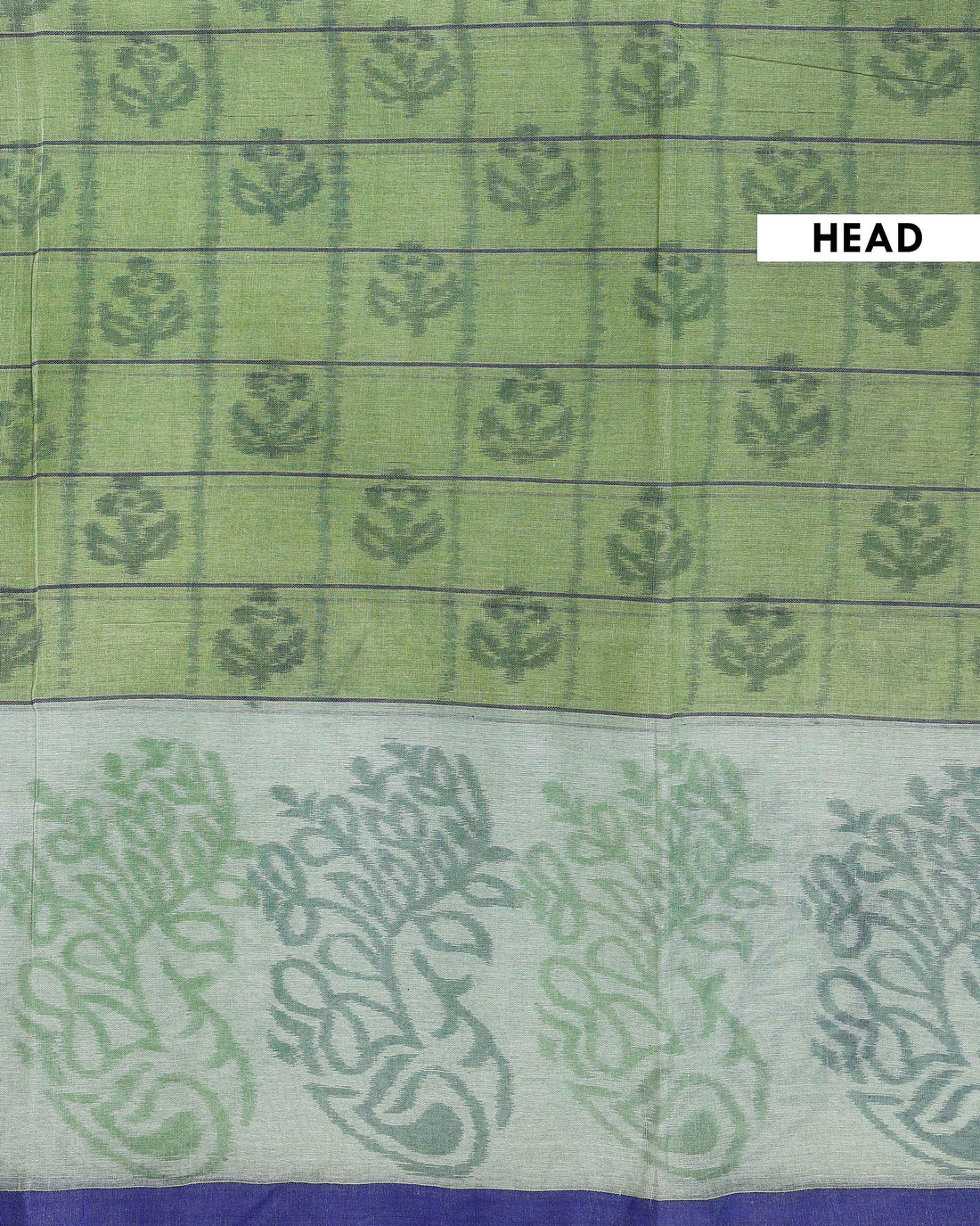 Handloom Bengal Cotton Saree with Checked Body and Intricate Pallu Design - Green