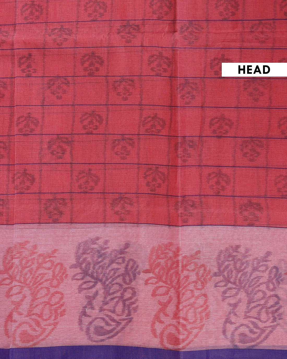 Handloom Bengal Cotton Saree with Checked Body and Intricate Pallu Design - Pink