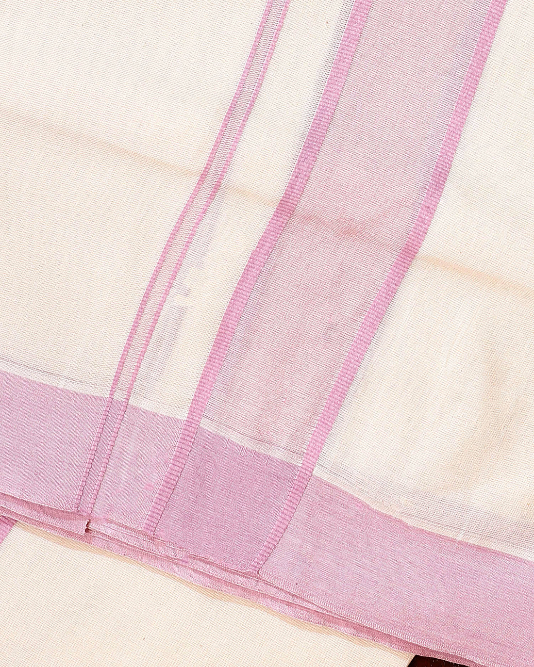 Traditional Handwoven Cotton Dhoti with Pink Border and Elegant Finish - Off White