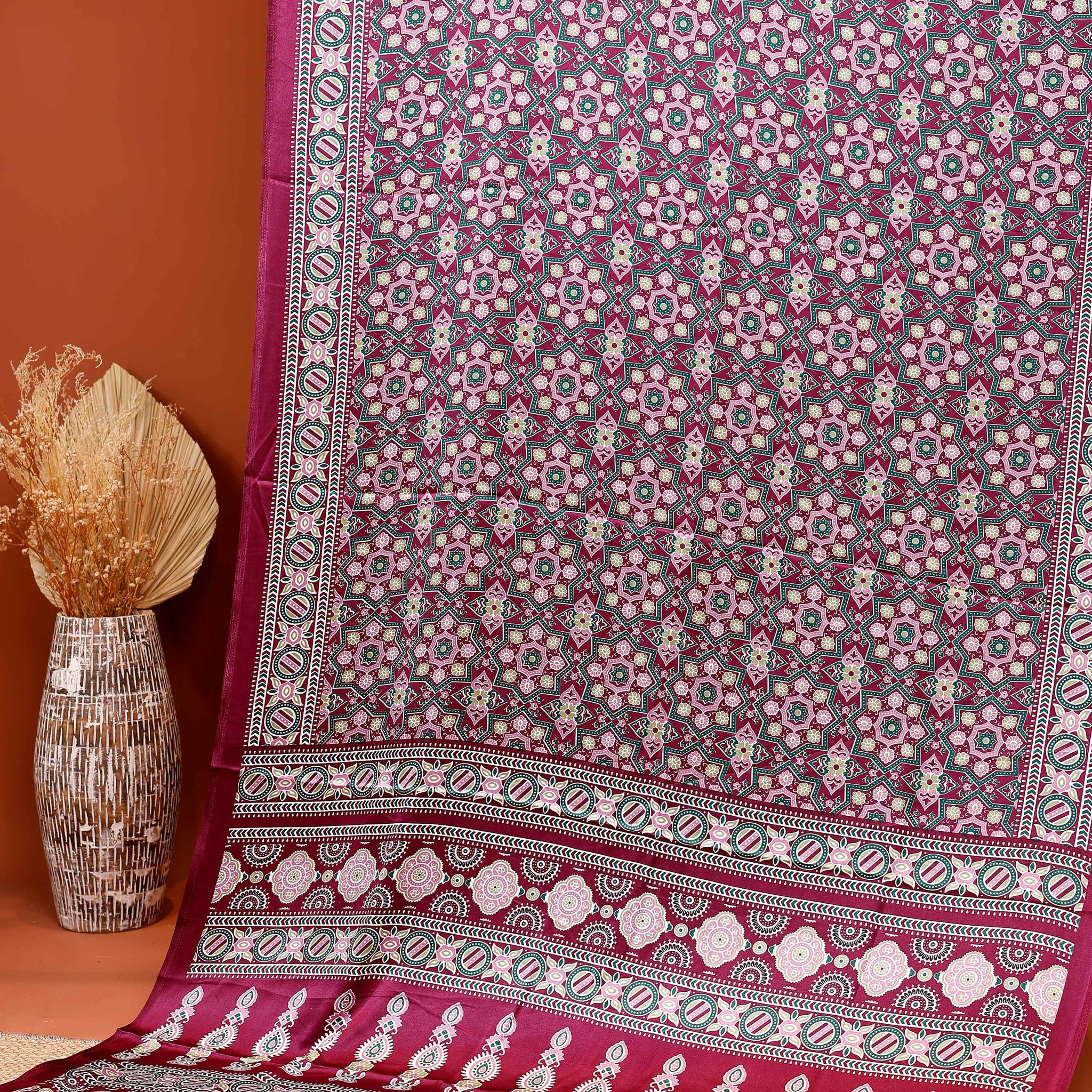 Handwoven Modal Satin Saree with Intricate Floral Jaal and Zari Border - Purple