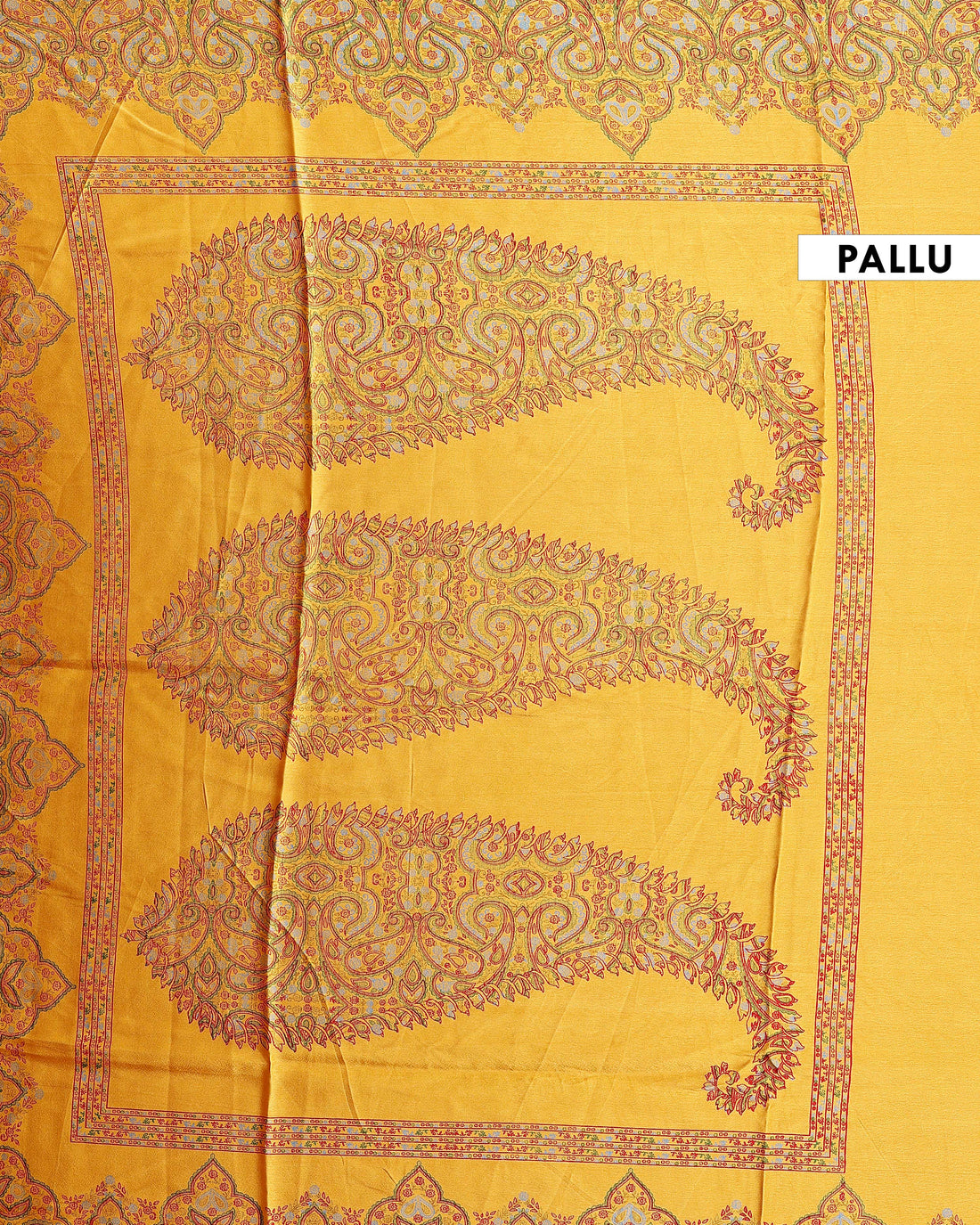 Elegant Modal Satin Saree with Intricate Zari Paisley Motifs and Border - Yellow