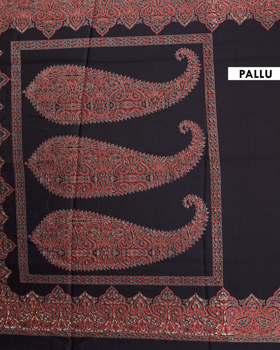 Elegant Modal Satin Saree Richly Detailed Hand-Embroidered Pallu and Borders - Black