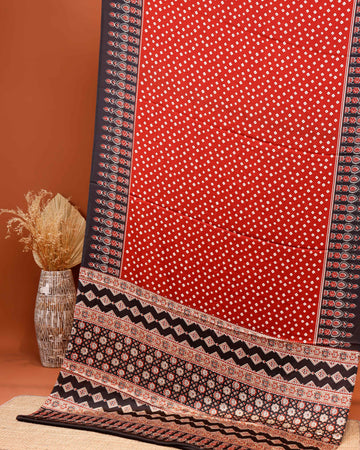 Elegant Modal Satin Saree with Traditional Bandhani-Inspired Body Print and Intricate Border Design - Red