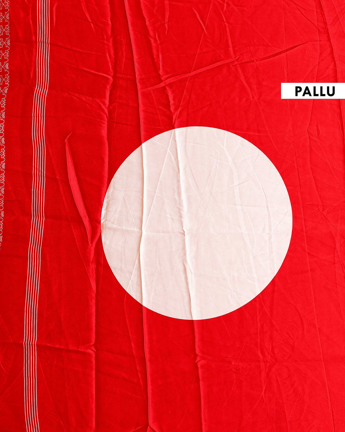 Elegant Modal Satin Saree with Vertical Stripe Weave and Distinctive Circular Pallu Design - Red