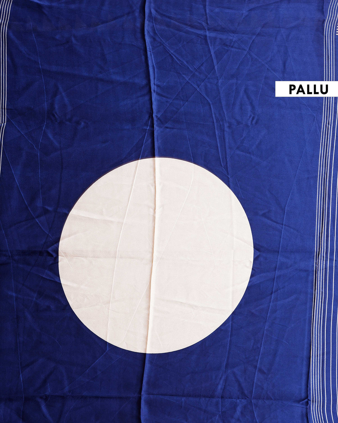 Elegant Modal Satin Saree with Vertical Stripe Weave and Distinctive Circular Pallu Design  - Navy Blue