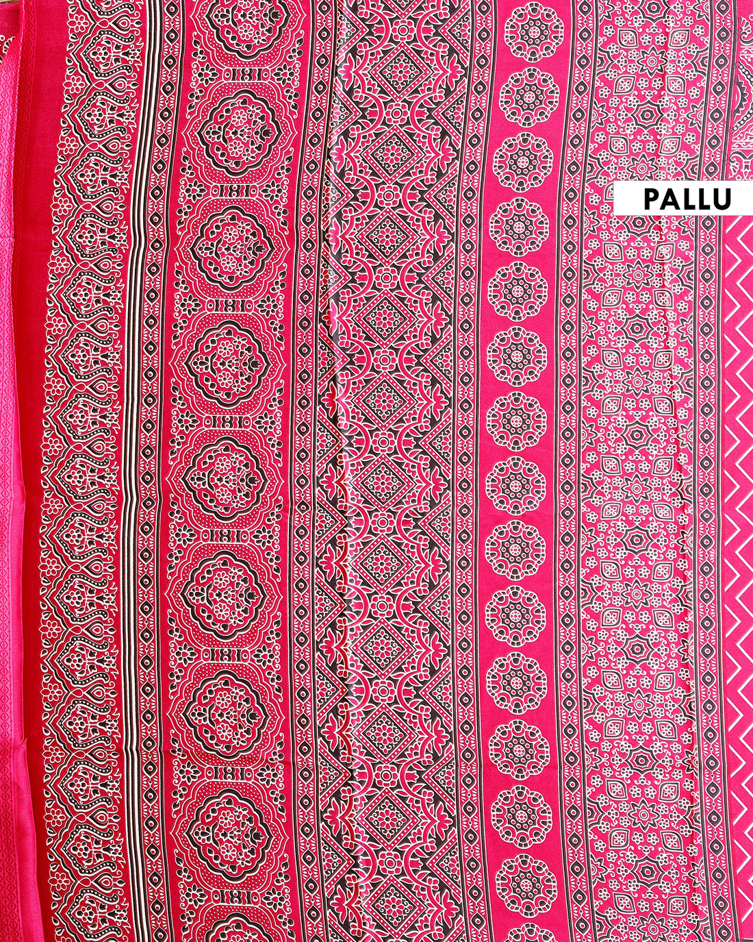 Stylish Modal Satin Saree with Zigzag Pattern and Intricate Ethnic Motifs and Traditional Border - Pink