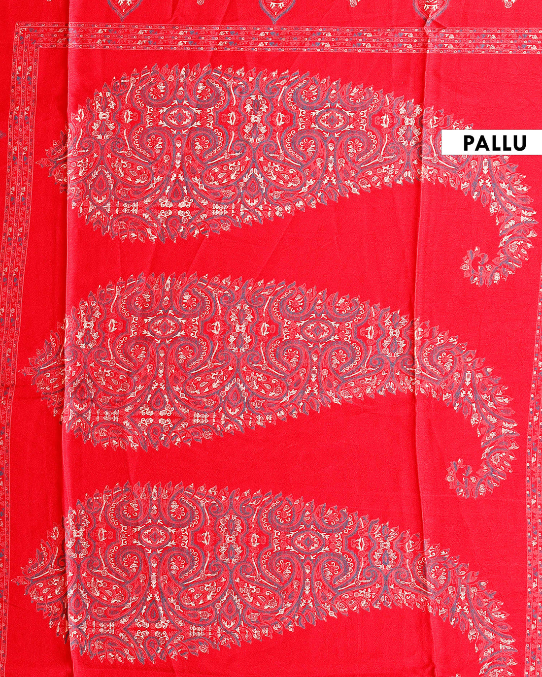 Exquisite Modal Satin Saree with Intricate Paisley Embroidery Border and Pallu - Red