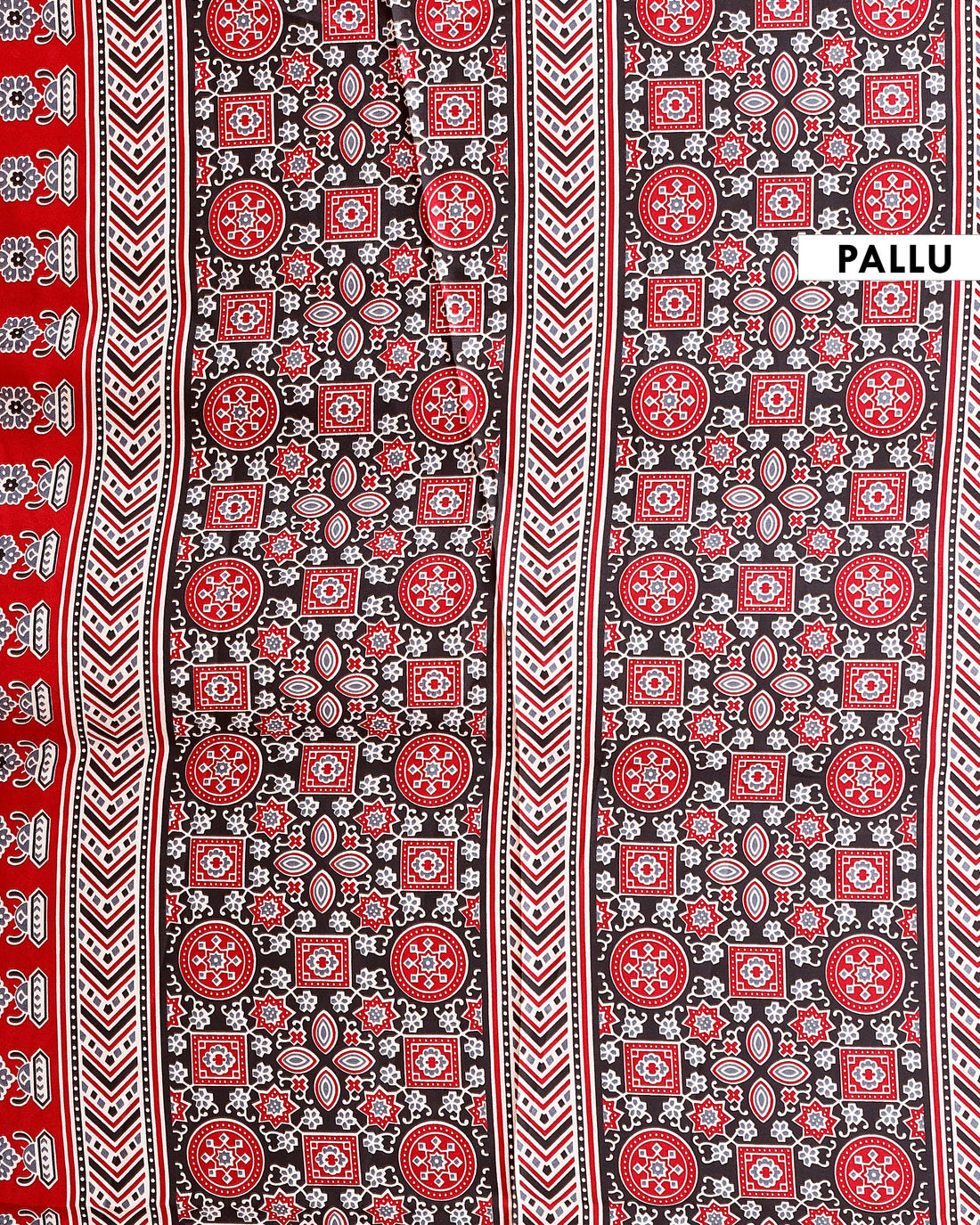 Elegant Modal Satin Saree with Intricate Buti Pattern and Contrasting Border Design - Red