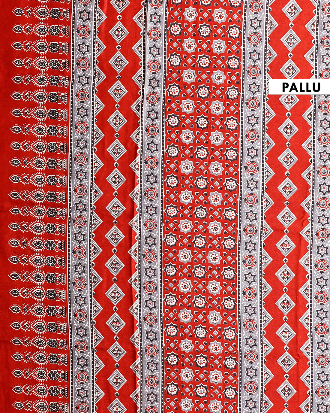Exquisite Handblock Printed Satin Saree with Intricate Border and Pallu Design - Dark Grey