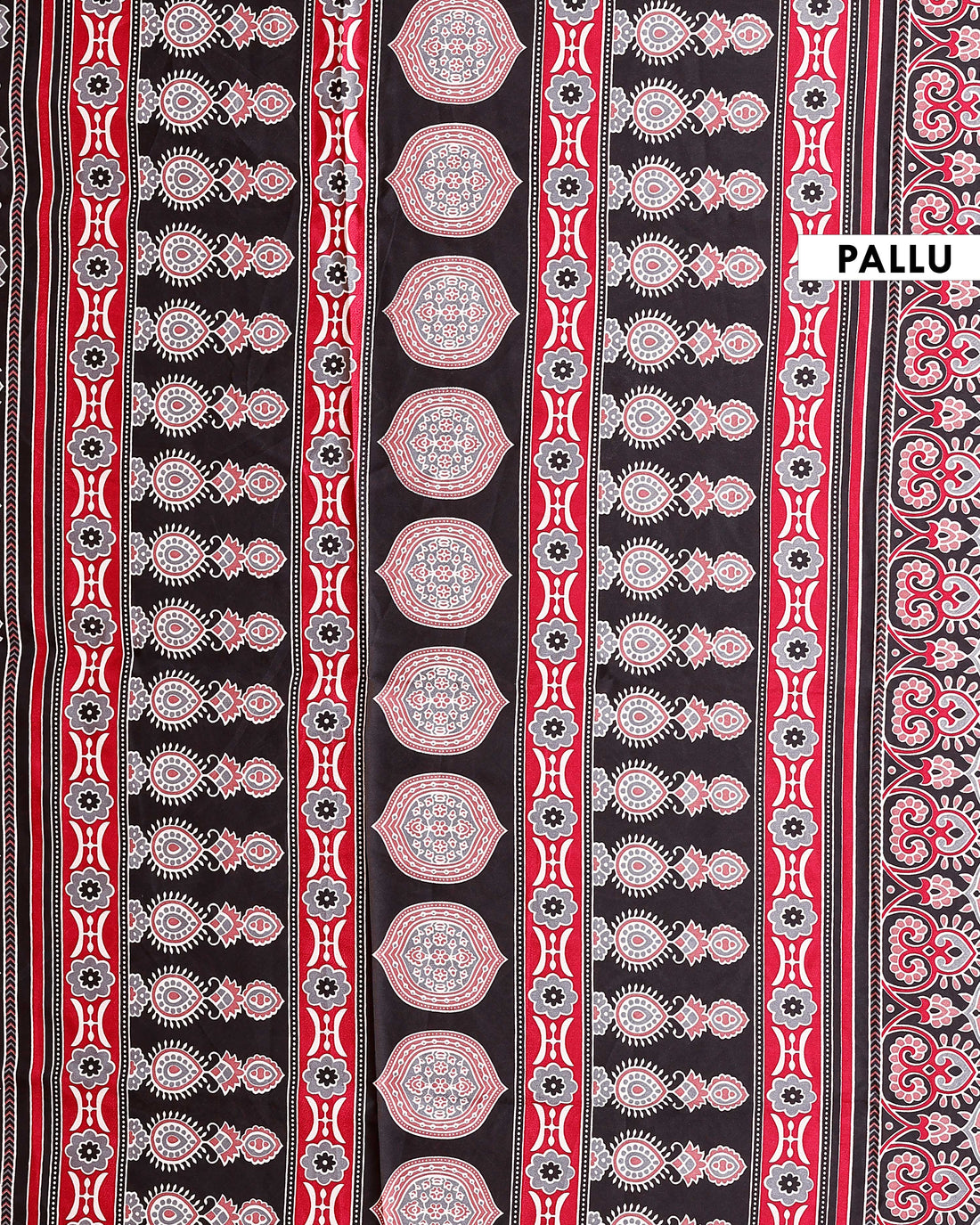 Handcrafted Ajrakh Block Print Satin Saree with Traditional Motifs - Red