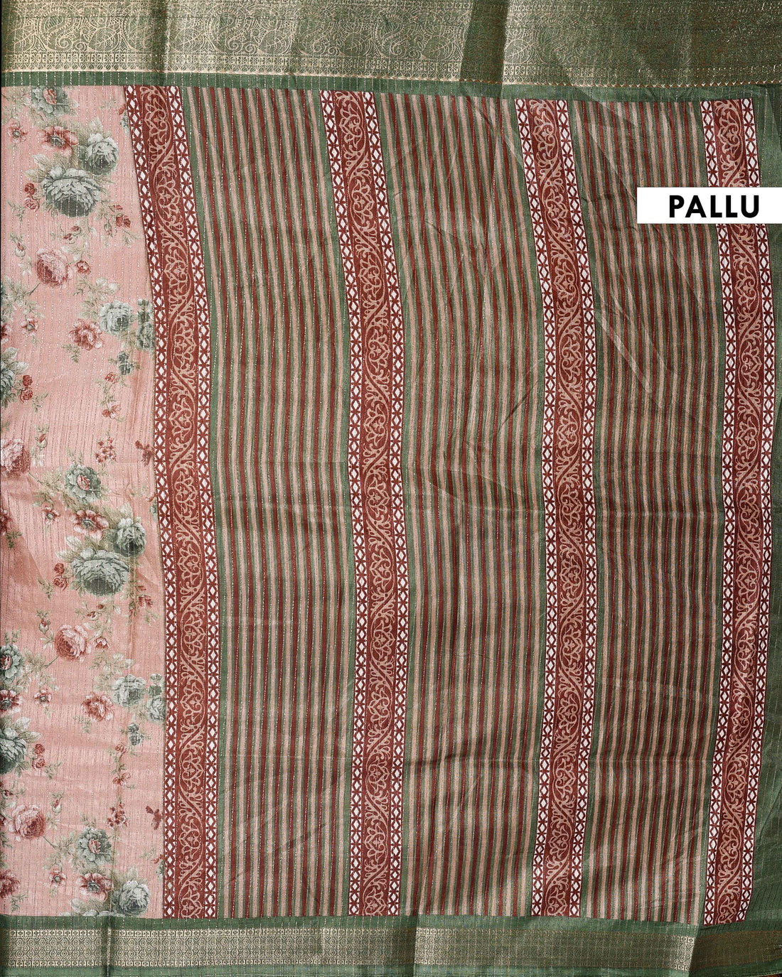 Elegant Dola Silk Saree with Intricate Floral Digital Print and Contrasting Woven Border - Peach