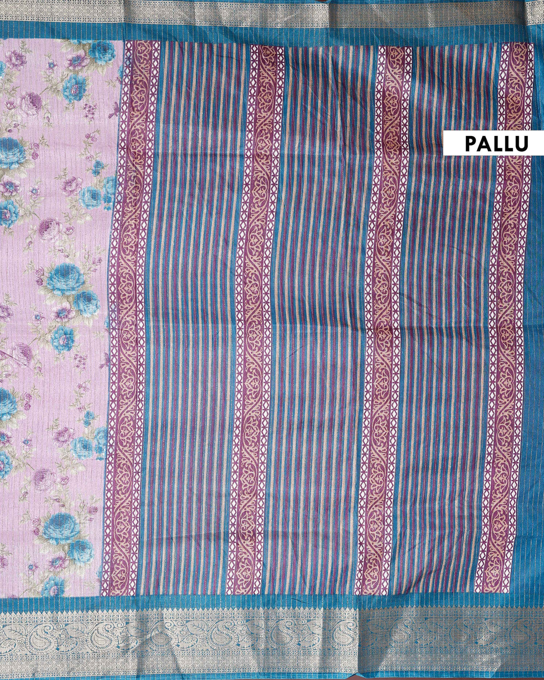 Elegant Dola Silk Saree with Intricate Floral Digital Print and Contrasting Woven Border - Lavender