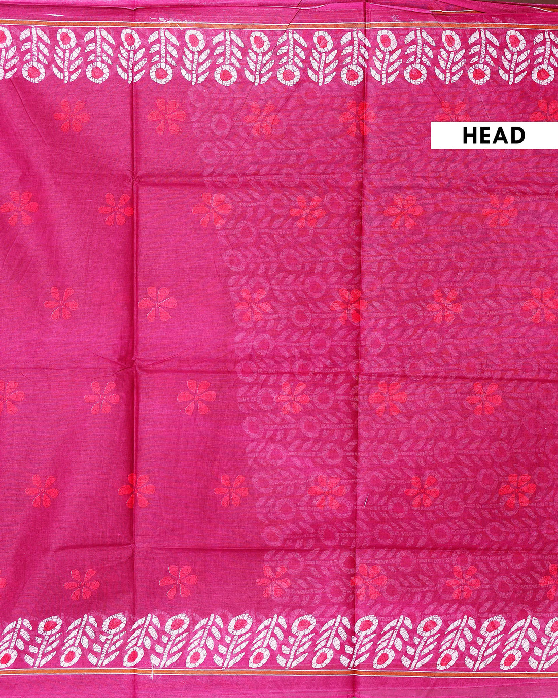 Graceful Voile Cotton Saree with Intricate Batik Print Border and Pallu - Dark Pink