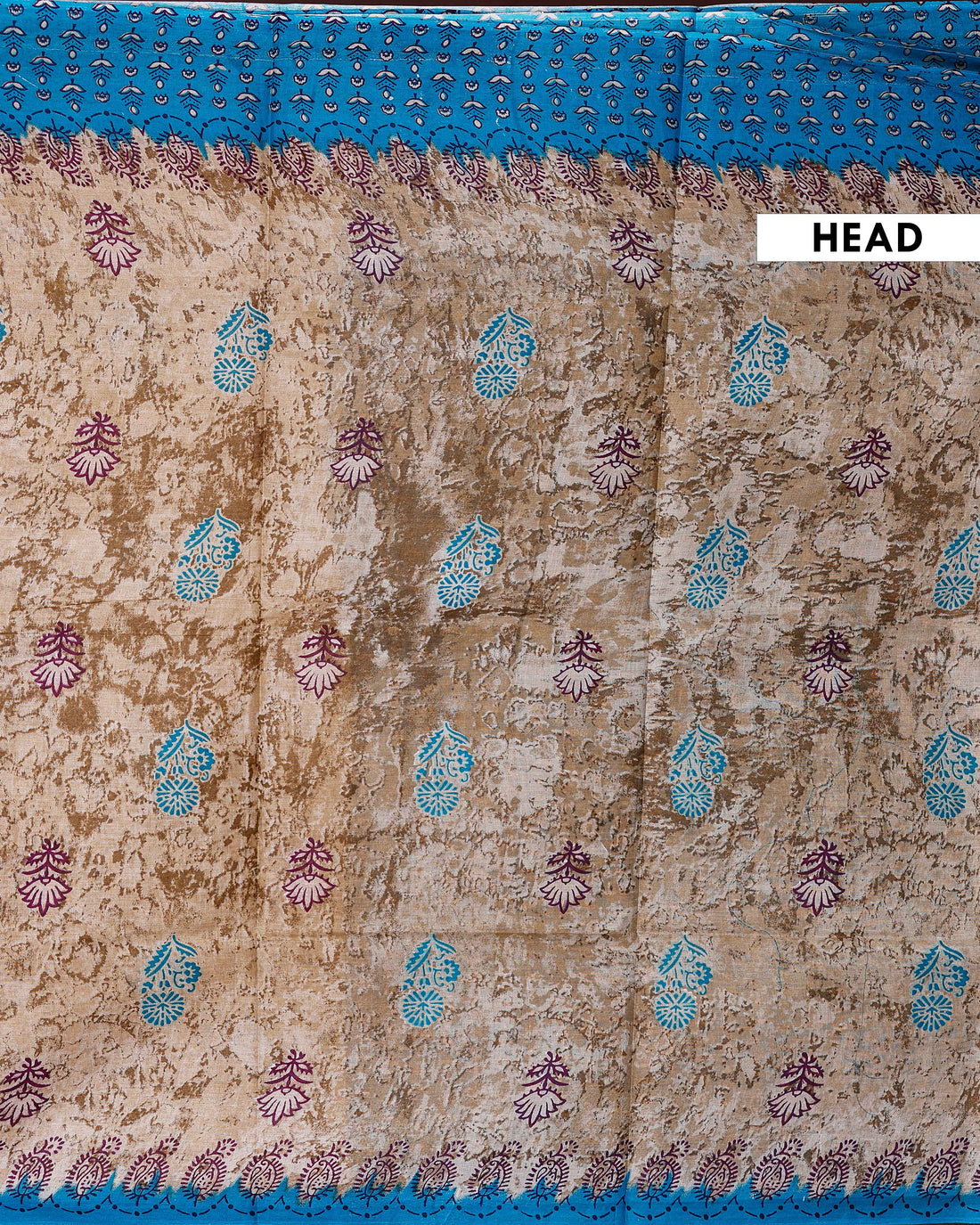 Graceful Voile Cotton Saree with Traditional Block Print Motifs and Contrasting Border - Sandal