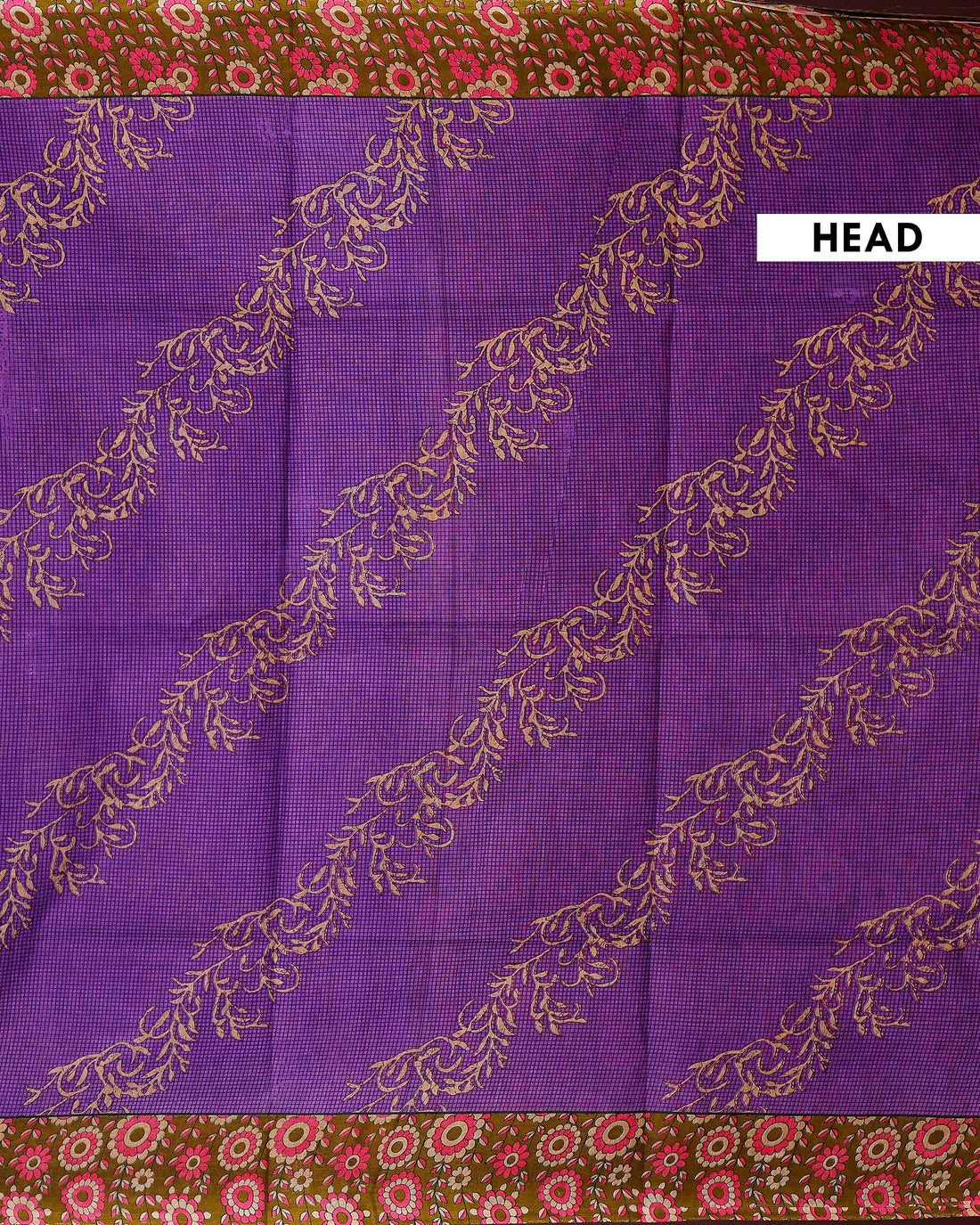 Graceful Printed Voile Cotton Saree with Intricate Floral Border and Pallu Design - Purple