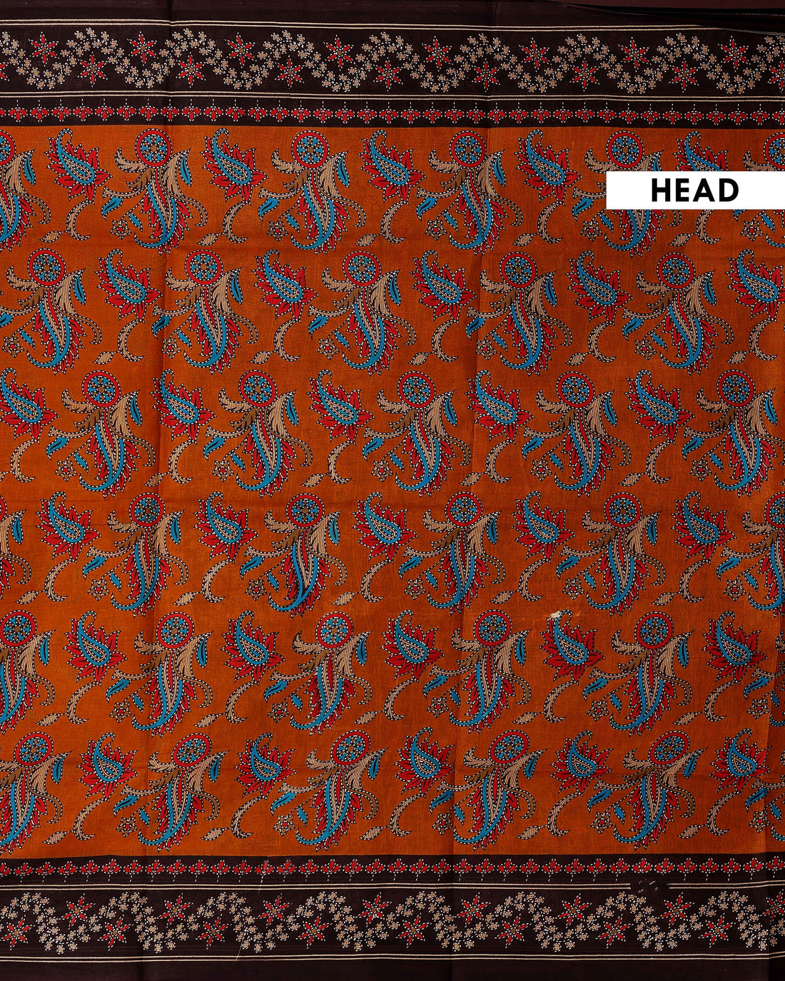 Graceful Voile Cotton Saree with Intricate Paisley and Floral Border Design - Orange