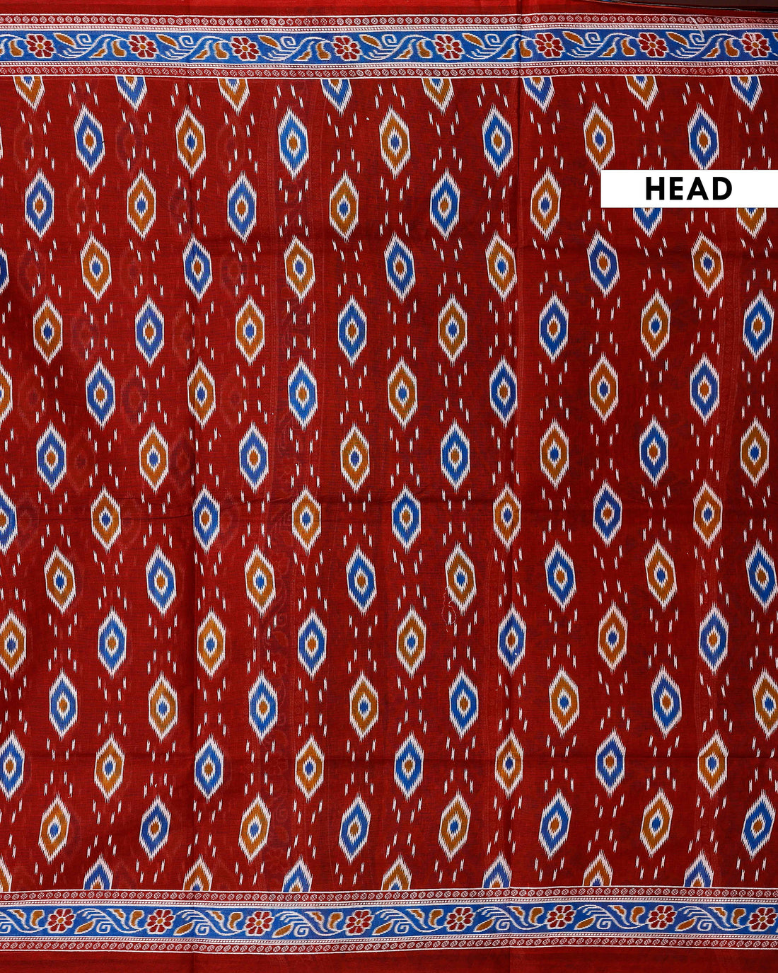 Graceful Handloom Ikat Printed Voile Cotton Saree with Traditional Border Design - Maroon