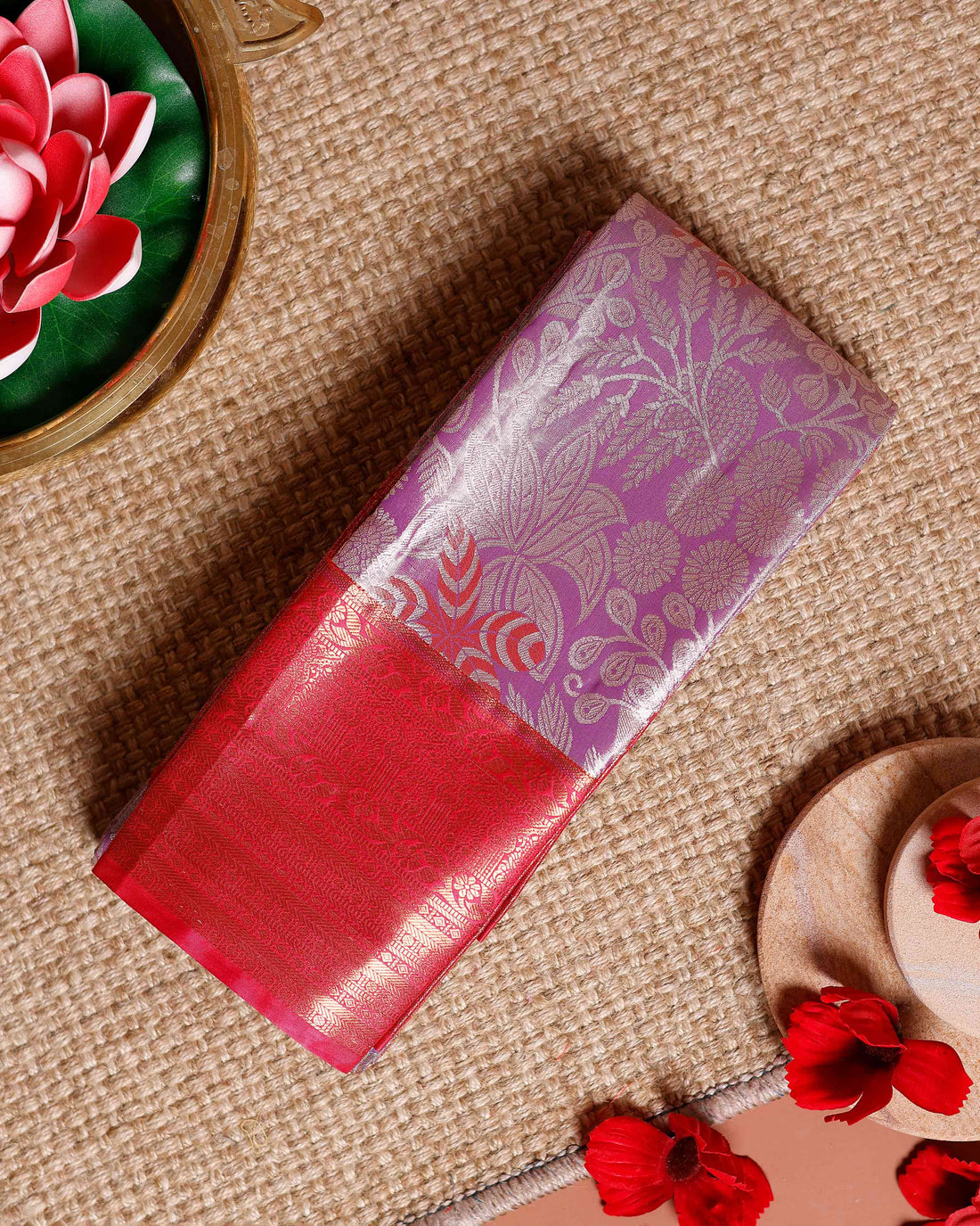 Exquisite Niranjana Silk Saree with Intricate Zari Weave and Traditional Motifs - Purple