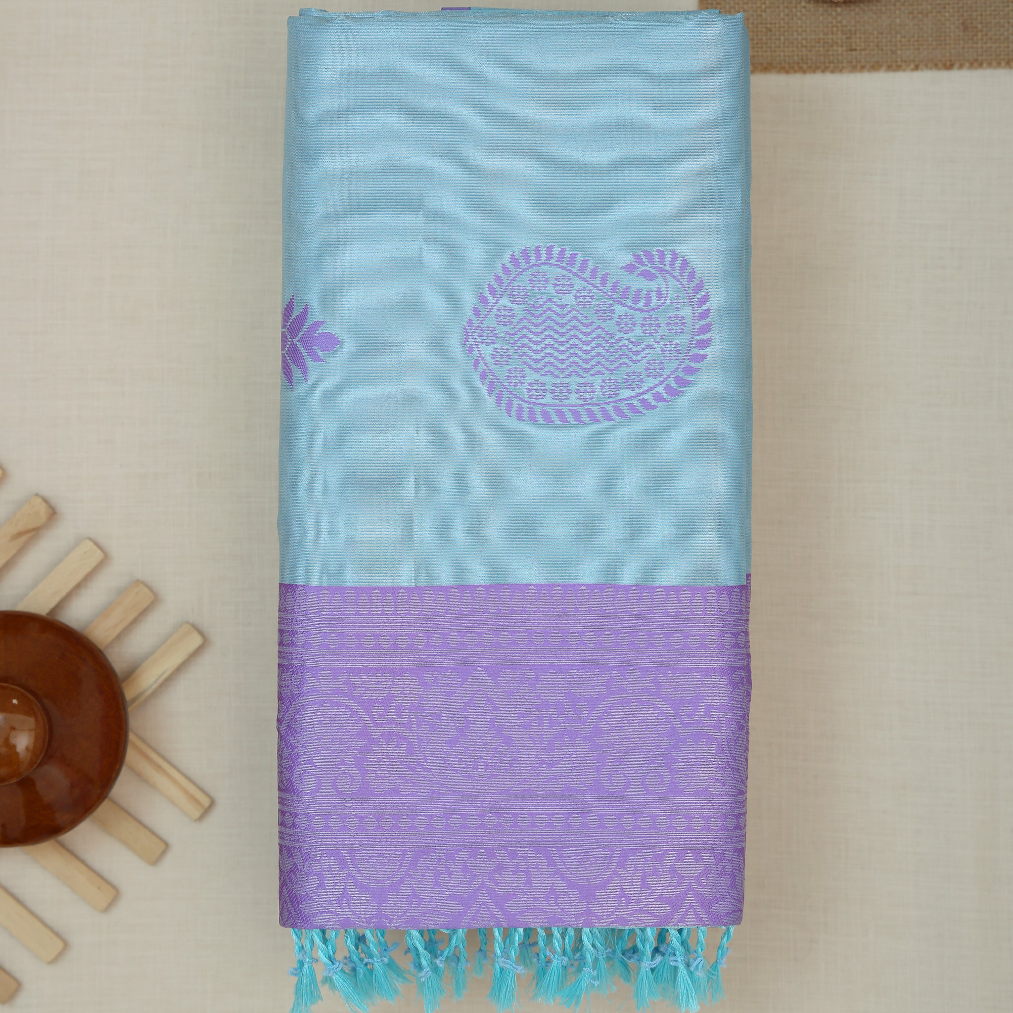 Blue Color Lichi Silk Saree