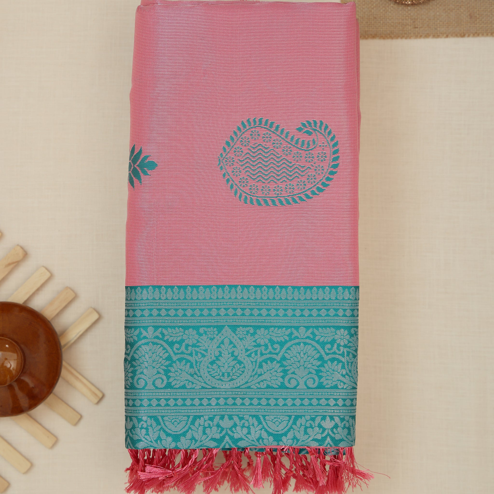 Pink Color Lichi Silk Saree