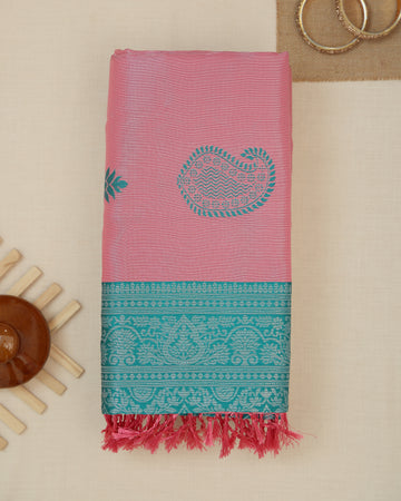 Pink Color Lichi Silk Saree