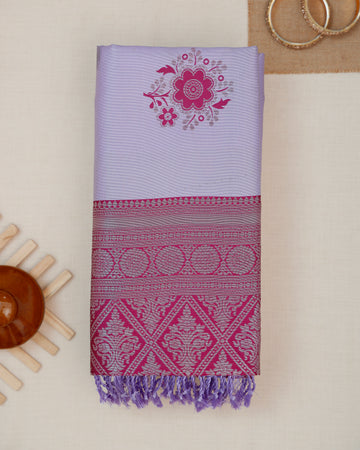 Lavender Color Lichi Silk Saree