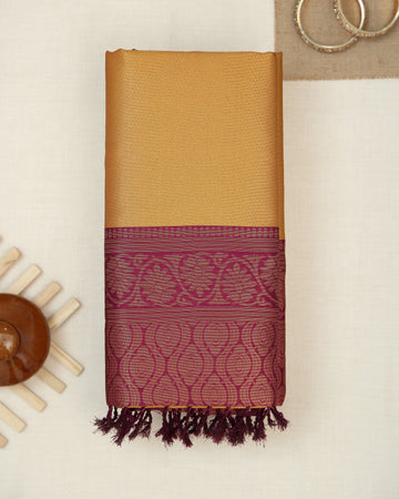 Gold Color Lichi Silk Saree