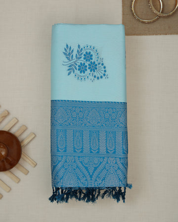 Light Blue Color Lichi Silk Saree