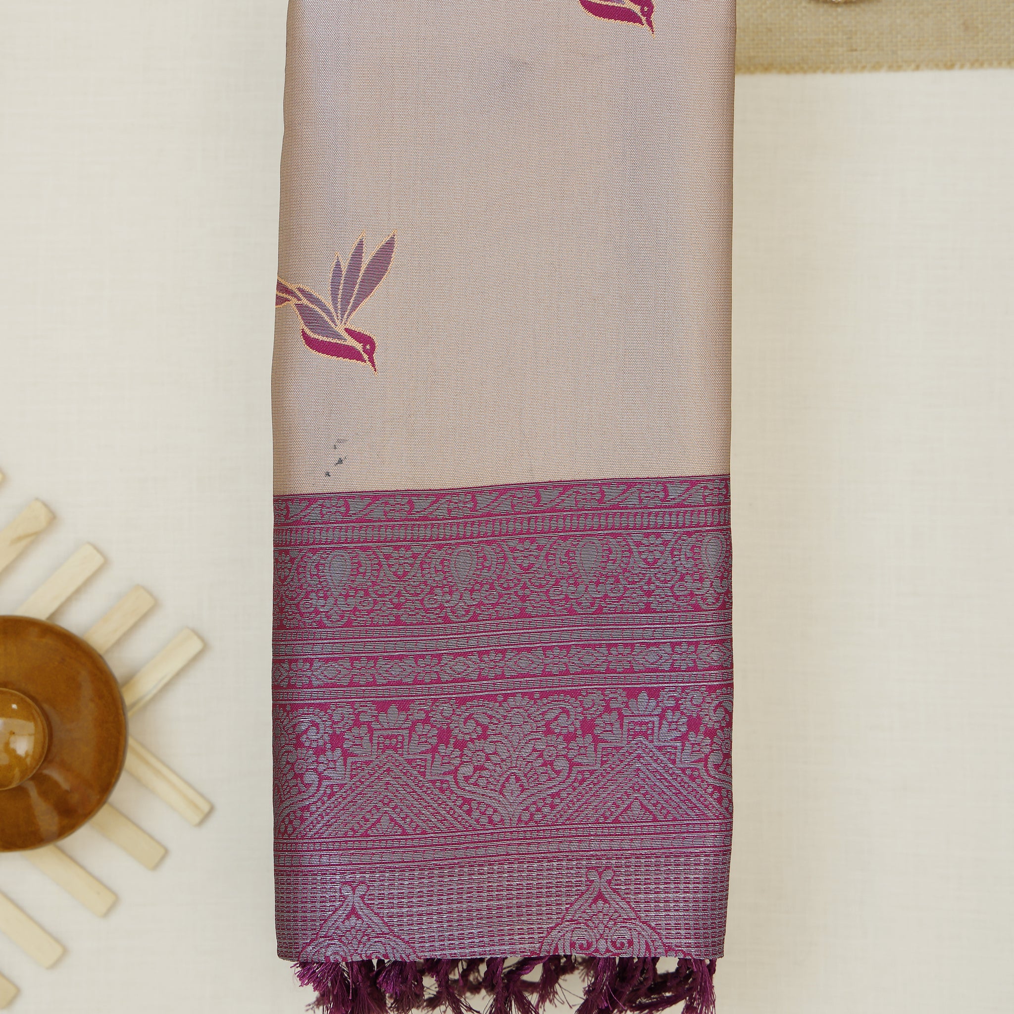 Copper Color Lichi Silk Saree