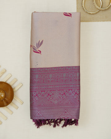 Copper Color Lichi Silk Saree