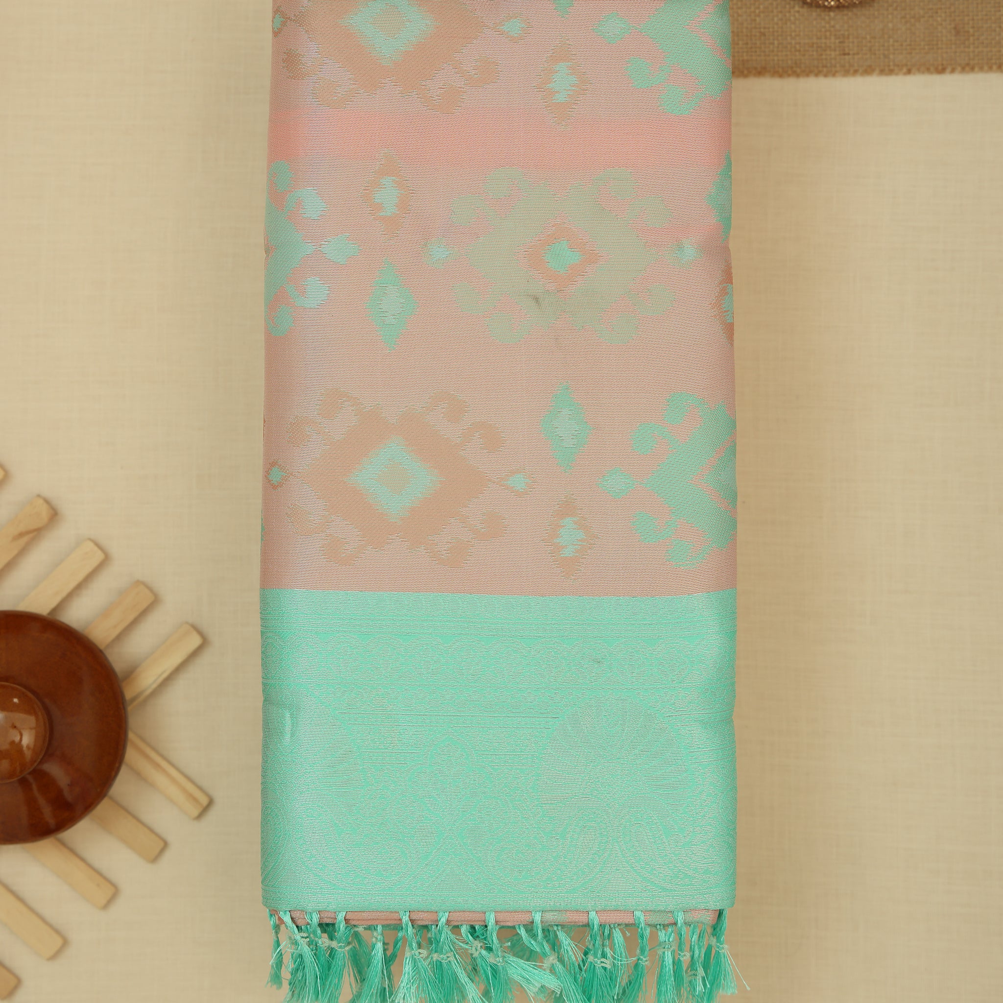 Peach Color Lichi Silk Saree