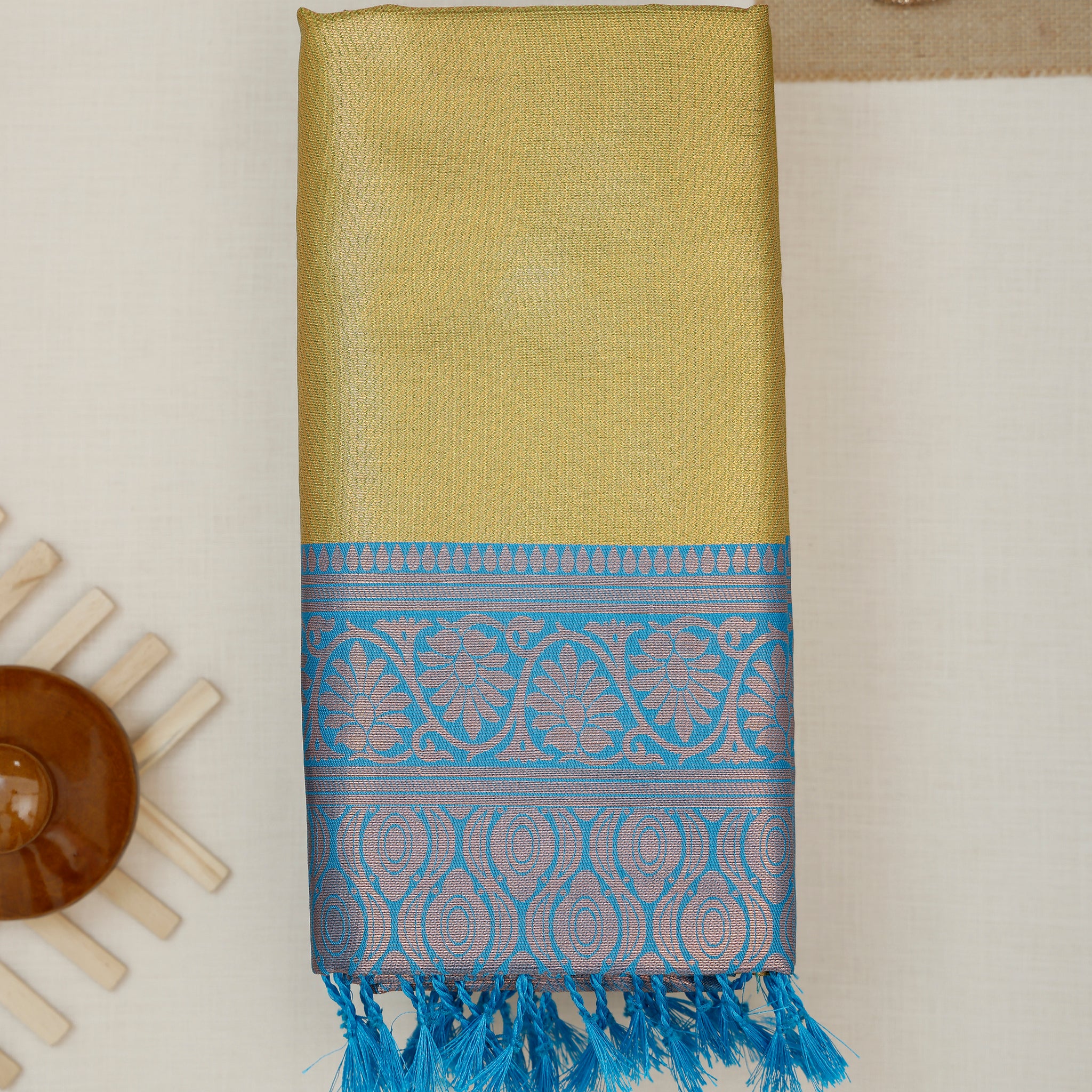 Olive Green Color Lichi Silk Saree