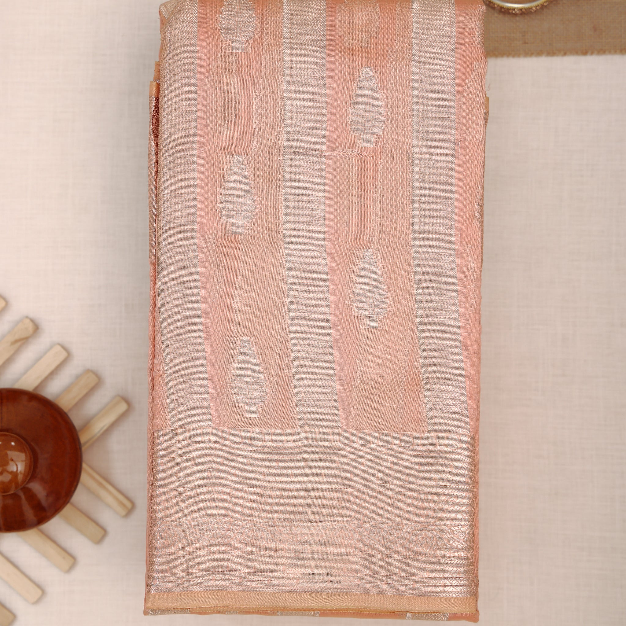 Peach Color Raw Silk Saree