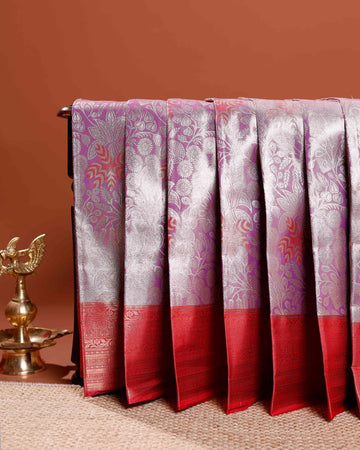 Exquisite Niranjana Silk Saree with Intricate Zari Weave and Traditional Motifs - Purple