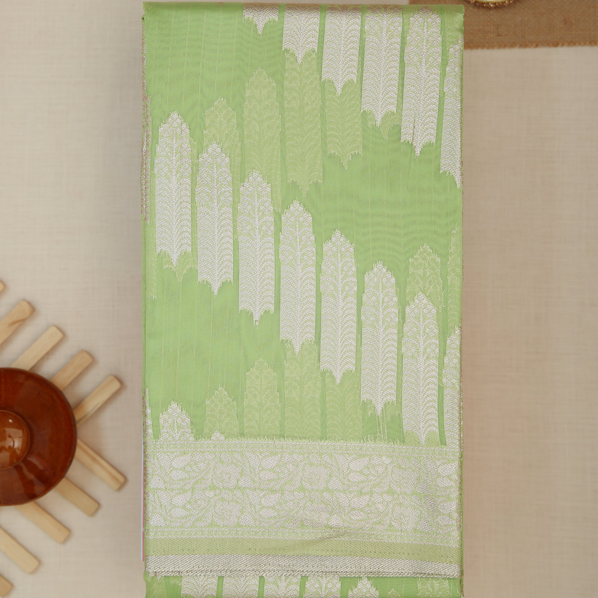 Green Color Raw Silk Saree