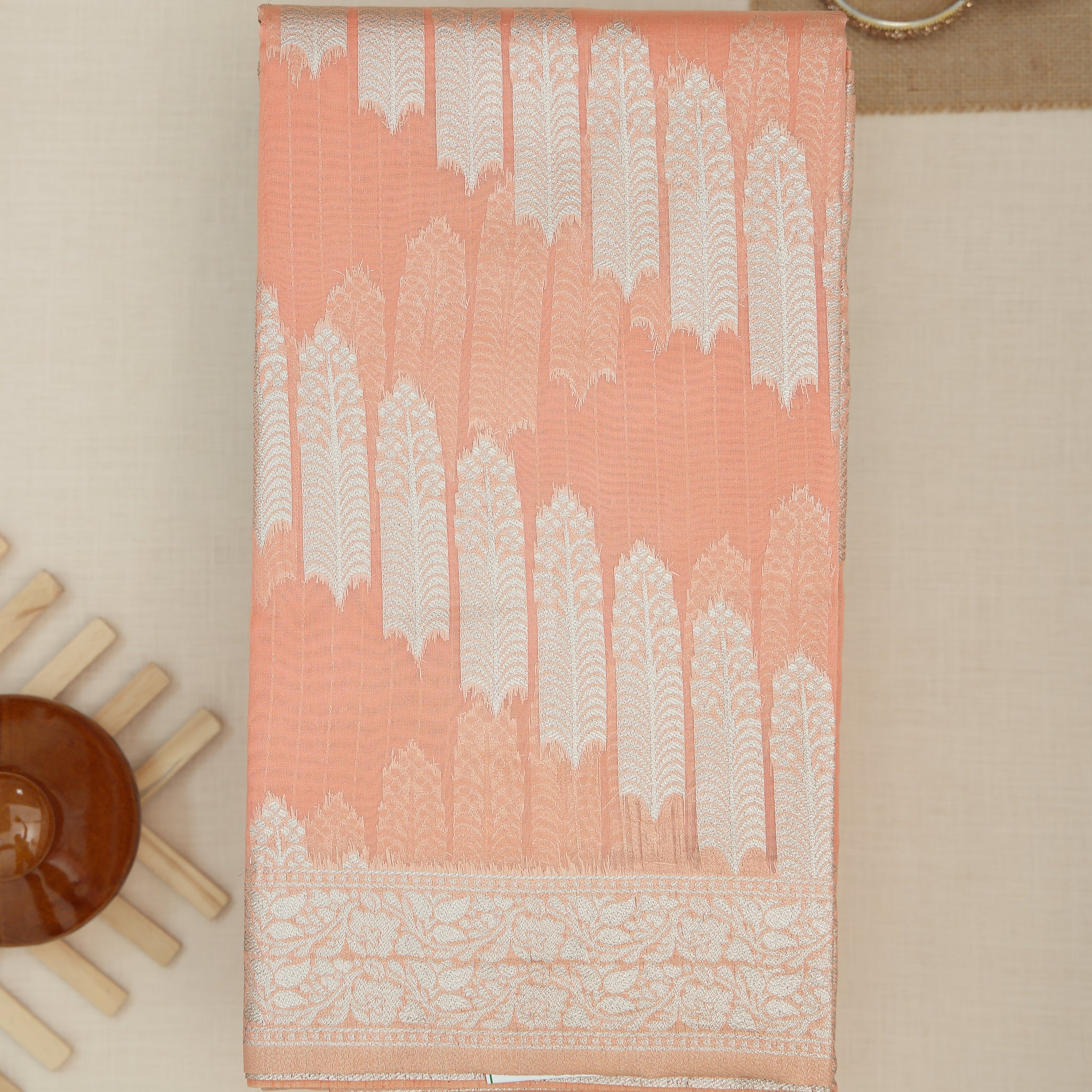 Peach Color Raw Silk Saree