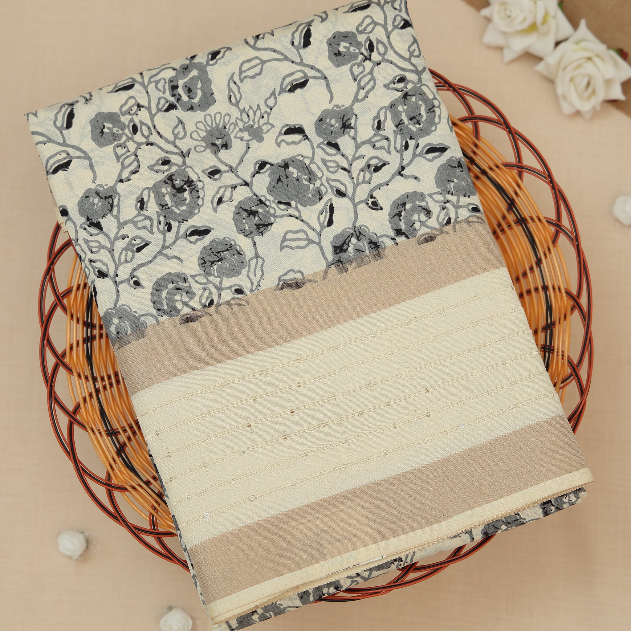Cream Color Dola Saree