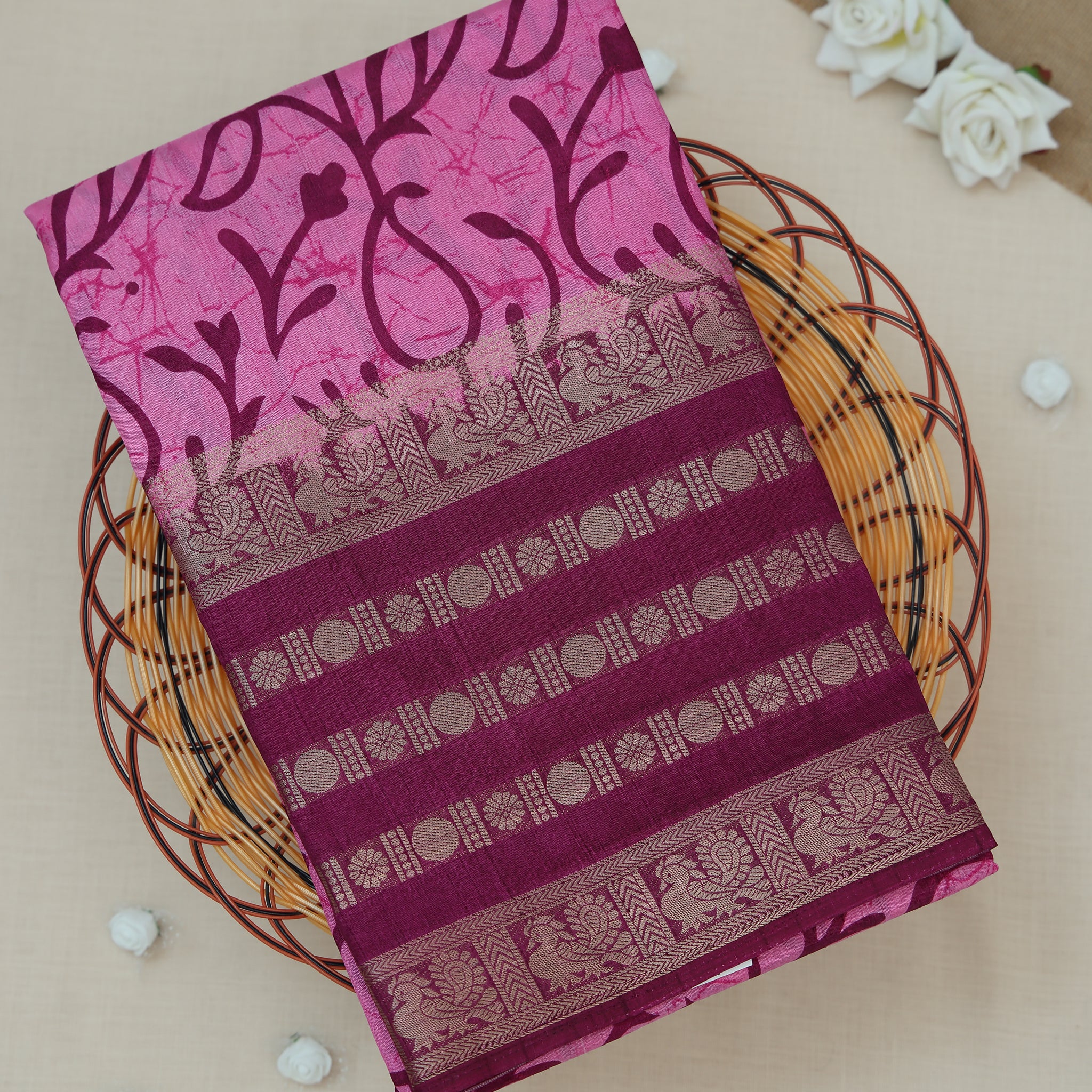 Pink Color Dola Saree