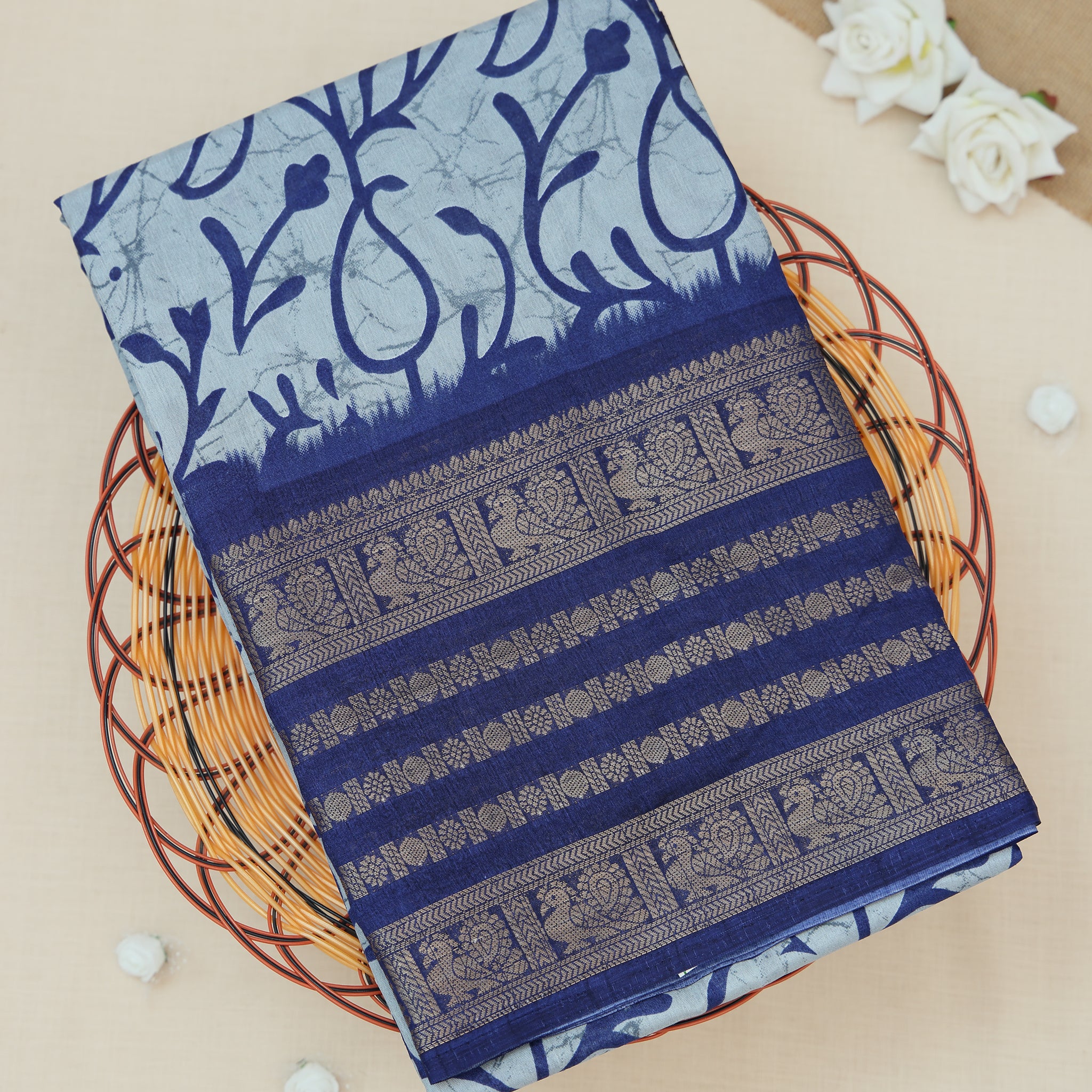 Light Blue Color Dola Saree
