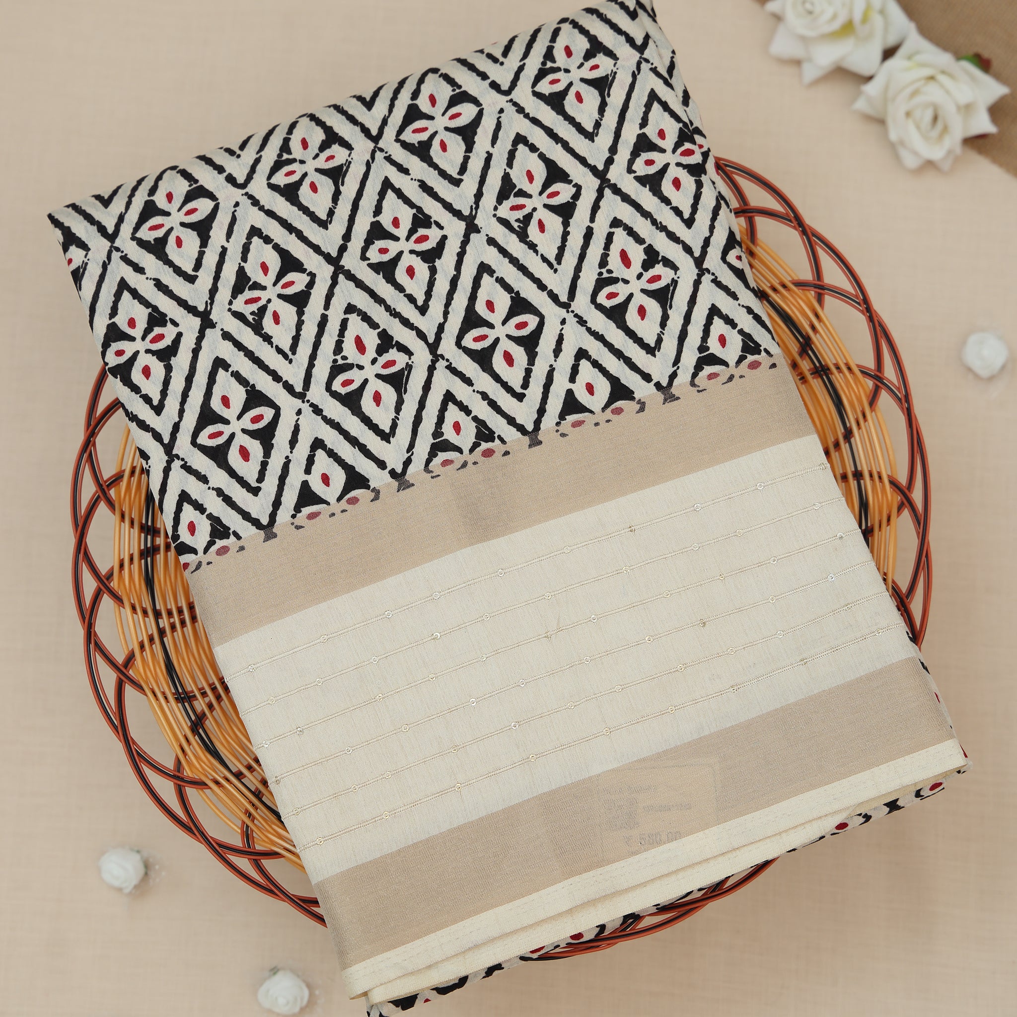 Cream Color Dola Saree
