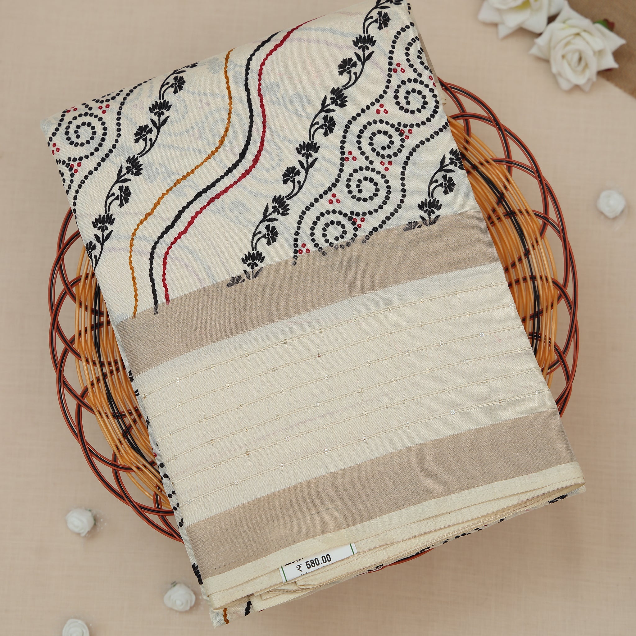 Cream Color Dola Saree