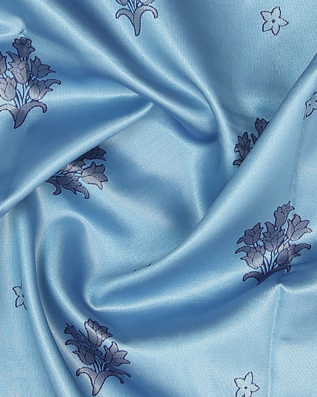 Blue Color Lichi Silk Saree