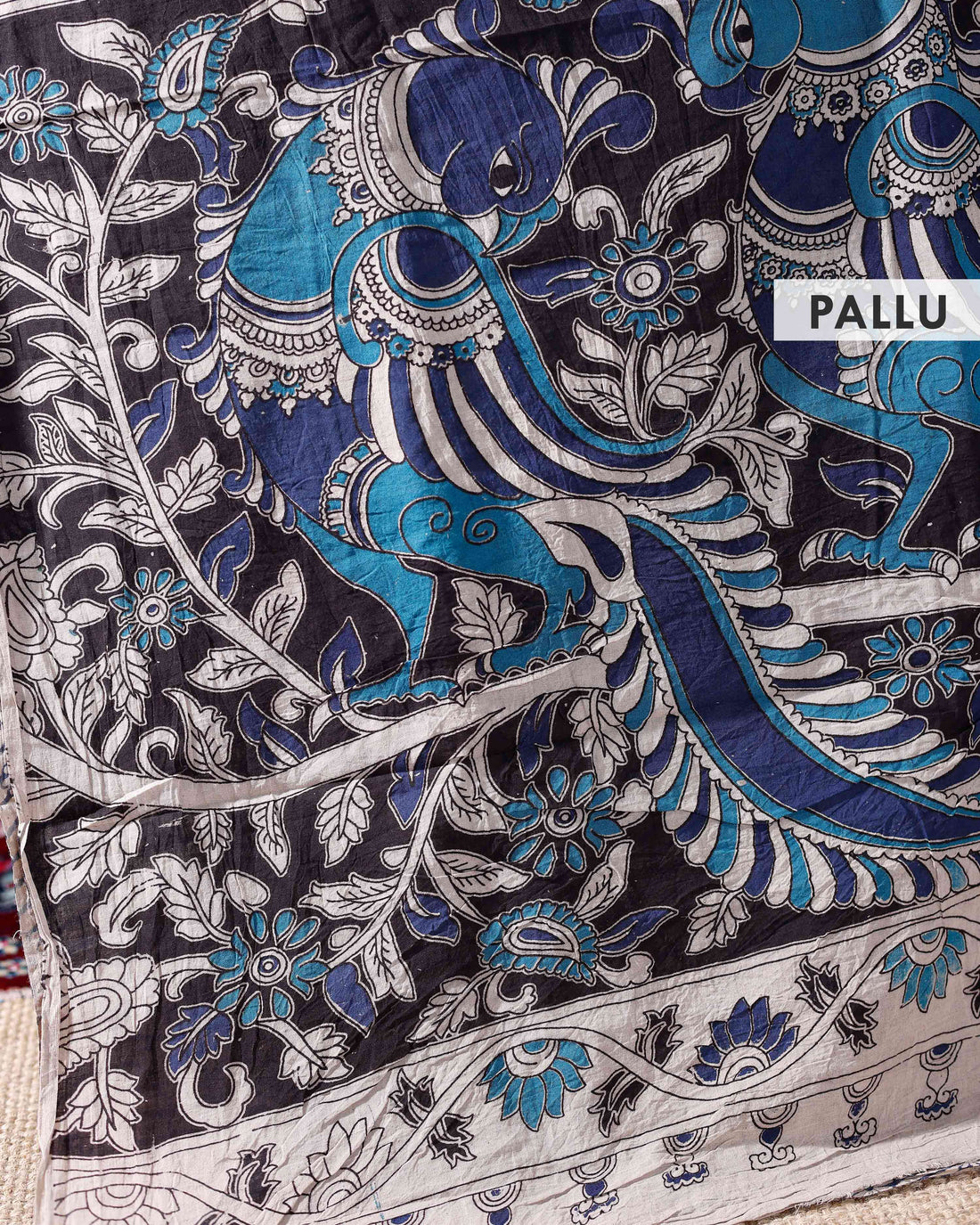 Handloom Kalamkari Cotton Saree Traditional Motifs and Folk Art Design - Off White